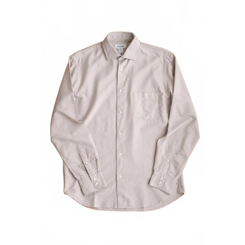 NEW C.O.F. STUDIO men's standard shirt oxford shirt in dyed taupe